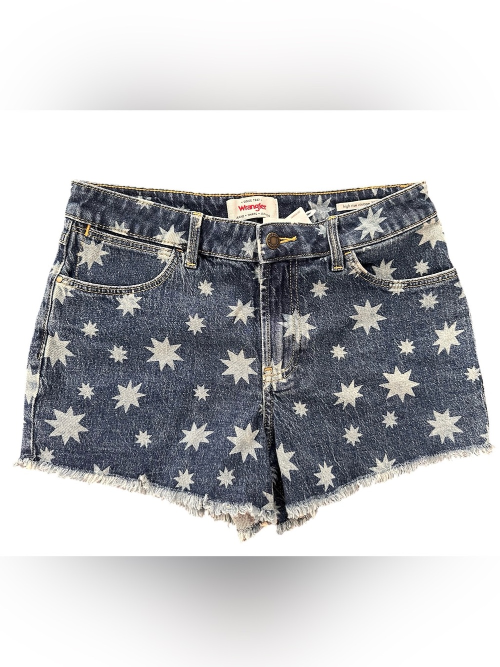 Wrangler Americana Women’s Stars High Rise Vintage 3” Denim Shorts Size 27/4 New